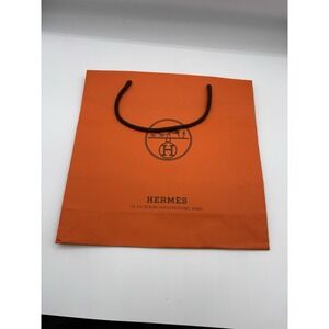 Authentic Hermes Orange Shopping Paper Gift Bag 12" X 11.5" Made In Italy